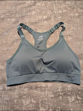 Puma Teal-Green Racerback Adjustable-Strap Sports Bra